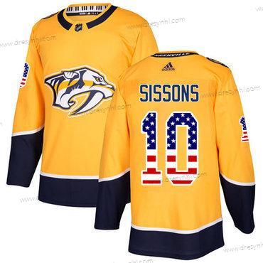 Adidas Nashville Predators #10 Colton Sissons Žlutá Domácí dres Autentické USA Flag Sešitý NHL dres – Pánské