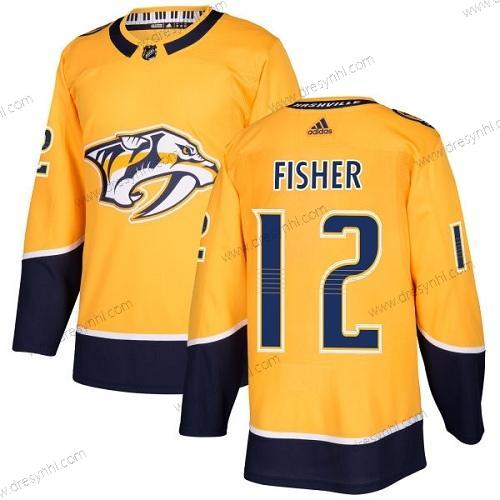 Adidas Nashville Predators #12 Mike Fisher Žlutá Domácí dres Autentické Sešitý NHL dres – Pánské