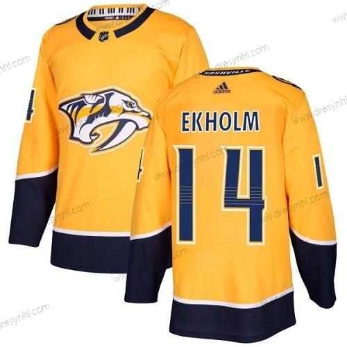 Adidas Nashville Predators #14 Mattias Ekholm Žlutá Domácí dres Autentické Sešitý NHL dres – Pánské