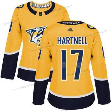 Adidas Nashville Predators #17 Scott Hartnell Žlutá Domácí dres Autentické Sešitý NHL dres – Dámské