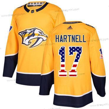 Adidas Nashville Predators #17 Scott Hartnell Žlutá Domácí dres Autentické USA Flag Sešitý NHL dres – Pánské