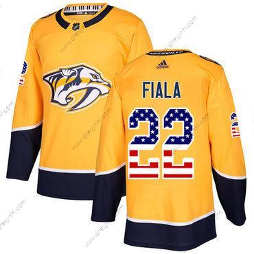 Adidas Nashville Predators #22 Kevin Fiala Žlutá Domácí dres Autentické USA Flag Sešitý NHL dres – Pánské