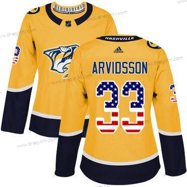 Adidas Nashville Predators #33 Viktor Arvidsson Žlutá Domácí dres Autentické USA Flag Sešitý NHL dres – Dámské