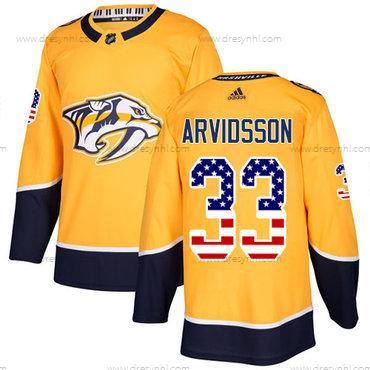 Adidas Nashville Predators #33 Viktor Arvidsson Žlutá Domácí dres Autentické USA Flag Sešitý NHL dres – Pánské