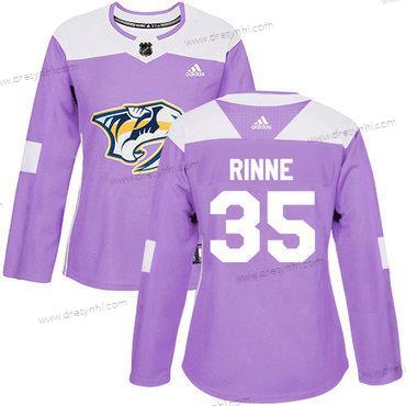 Adidas Nashville Predators #35 Pekka Rinne Nachový Autentické Bojuje proti rakovině Sešitý NHL dres – Dámské