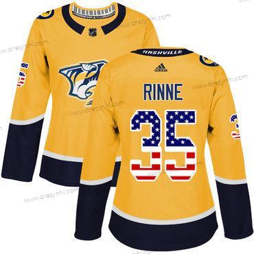 Adidas Nashville Predators #35 Pekka Rinne Žlutá Domácí dres Autentické USA Flag Sešitý NHL dres – Dámské