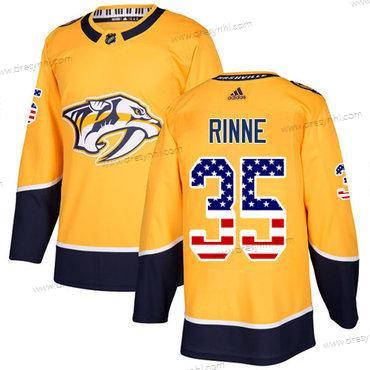 Adidas Nashville Predators #35 Pekka Rinne Žlutá Domácí dres Autentické USA Flag Sešitý NHL dres – Pánské