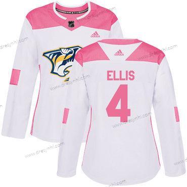 Adidas Nashville Predators #4 Ryan Ellis Bílý Růžový Autentické Sešitý NHL dres – Dámské