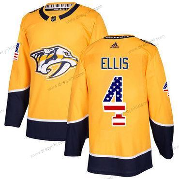 Adidas Nashville Predators #4 Ryan Ellis Žlutá Domácí dres Autentické USA Flag Sešitý NHL dres – Pánské