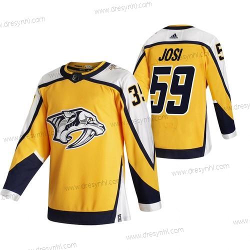 Adidas Nashville Predators #59 Roman Josi Žlutá 2020-21 Obrácený Retro Náhradní NHL dres – Pánské