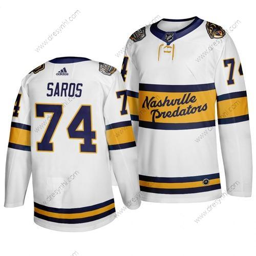 Adidas Nashville Predators 74 Juuse Saros Bílý 2020 Zimní Klasický dres – Pánské