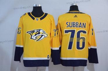 Adidas Nashville Predators #76 P. K. Subban Žlutá 2017-2018 Hokejový Sešitý NHL dres – Pánské