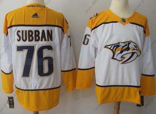 Adidas Nashville Predators #76 P.K Subban Bílý Road Autentické Sešitý NHL dres – Pánské