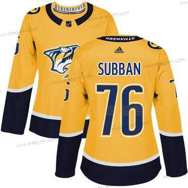 Adidas Nashville Predators #76 P.K Subban Žlutá Domácí dres Autentické Sešitý NHL dres – Dámské