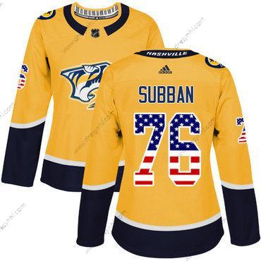 Adidas Nashville Predators #76 P.K Subban Žlutá Domácí dres Autentické USA Flag Sešitý NHL dres – Dámské