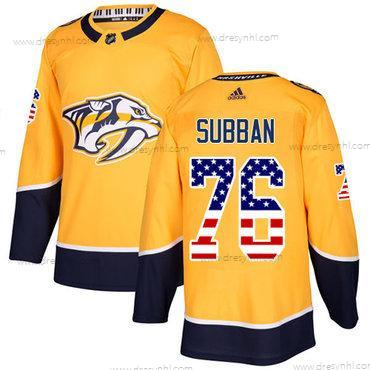 Adidas Nashville Predators #76 P.K Subban Žlutá Domácí dres Autentické USA Flag Sešitý NHL dres – Pánské