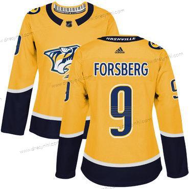 Adidas Nashville Predators #9 Filip Forsberg Žlutá Domácí dres Autentické Sešitý NHL dres – Dámské