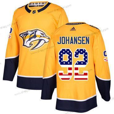 Adidas Nashville Predators #92 Ryan Johansen Žlutá Domácí dres Autentické USA Flag Sešitý NHL dres – Pánské