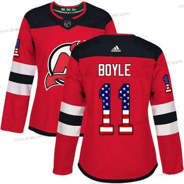 Adidas New Jersey Devils #11 Brian Boyle Červené Domácí dres Autentické USA Flag Sešitý NHL dres – Dámské