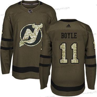 Adidas New Jersey Devils #11 Brian Boyle Zelená Salute to Service Sešitý NHL dres – Pánské