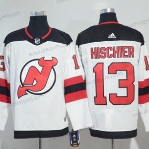 Adidas New Jersey Devils #13 Nico Hischier Bílý Road Autentické Sešitý NHL dres – Pánské