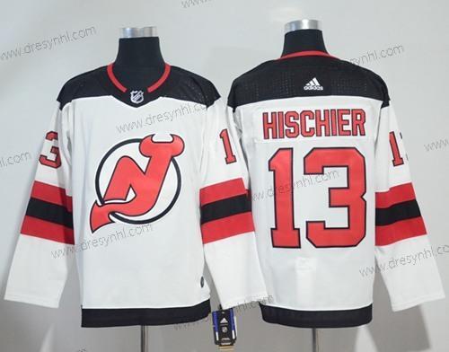 Adidas New Jersey Devils #13 Nico Hischier Bílý Road Autentické Sešitý NHL dres – Pánské