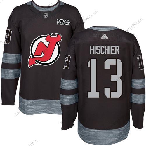 Adidas New Jersey Devils #13 Nico Hischier Černá 1917-2017 100th Výročí Sešitý NHL dres – Pánské