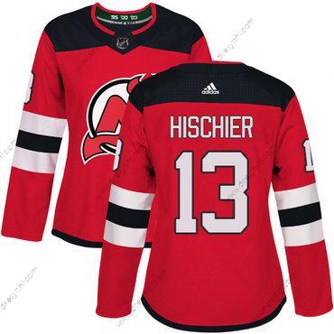 Adidas New Jersey Devils #13 Nico Hischier Červené Domácí dres Autentické Sešitý NHL dres – Dámské