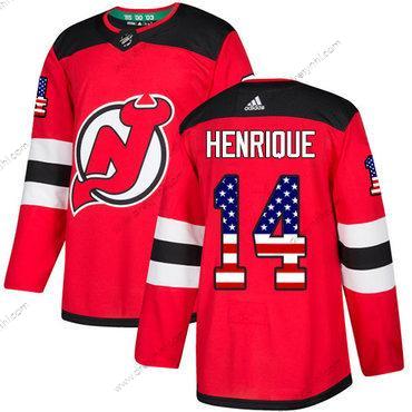 Adidas New Jersey Devils #14 Adam Henrique Červené Domácí dres Autentické USA Flag Sešitý NHL dres – Pánské