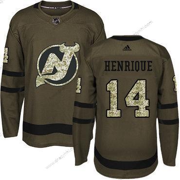 Adidas New Jersey Devils #14 Adam Henrique Zelená Salute to Service Sešitý NHL dres – Pánské