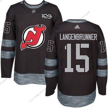 Adidas New Jersey Devils #15 Langenbrunner Černá 1917-2017 100th Výročí Sešitý NHL dres – Pánské