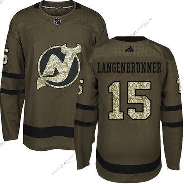 Adidas New Jersey Devils #15 Langenbrunner Zelená Salute to Service Sešitý NHL dres – Pánské