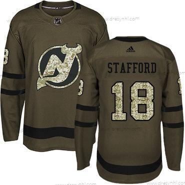 Adidas New Jersey Devils #18 Drew Stafford Zelená Salute to Service Sešitý NHL dres – Pánské