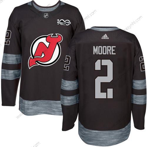 Adidas New Jersey Devils #2 John Moore Černá 1917-2017 100th Výročí Sešitý NHL dres – Pánské