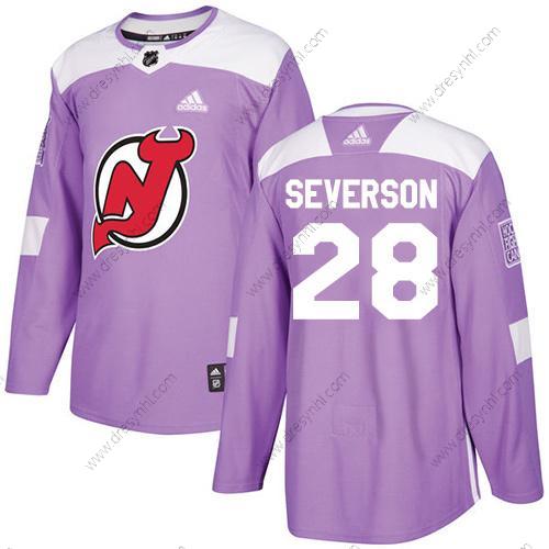 Adidas New Jersey Devils #28 Damon Severson Nachový Autentické Bojuje proti rakovině Sešitý NHL dres – Pánské