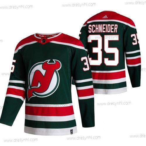 Adidas New Jersey Devils #35 Corey Schneider Zelená 2020-21 Obrácený Retro Náhradní NHL dres – Pánské