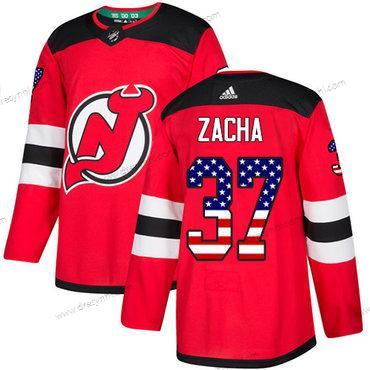 Adidas New Jersey Devils #37 Pavel Zacha Červené Domácí dres Autentické USA Flag Sešitý NHL dres – Pánské