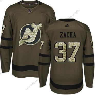 Adidas New Jersey Devils #37 Pavel Zacha Zelená Salute to Service Sešitý NHL dres – Pánské