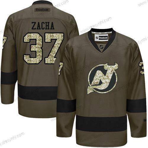 Adidas New Jersey Devils #37 Pavel Zacha Zelená Salute to Service Sešitý NHL dres Verze 2 – Pánské