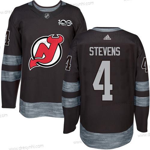 Adidas New Jersey Devils #4 Scott Stevens Černá 1917-2017 100th Výročí Sešitý NHL dres – Pánské