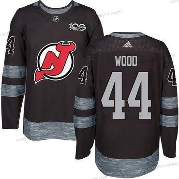 Adidas New Jersey Devils #44 Miles Wood Černá 1917-2017 100th Výročí Sešitý NHL dres – Pánské