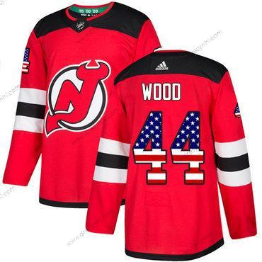 Adidas New Jersey Devils #44 Miles Wood Červené Domácí dres Autentické USA Flag Sešitý NHL dres – Pánské