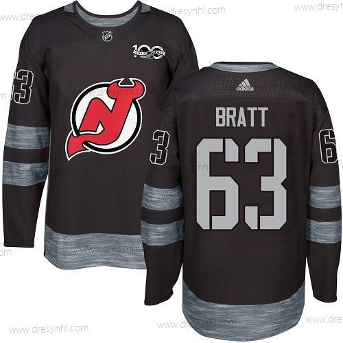 Adidas New Jersey Devils #63 Jesper Bratt Černá 1917-2017 100th Výročí Sešitý NHL dres – Pánské