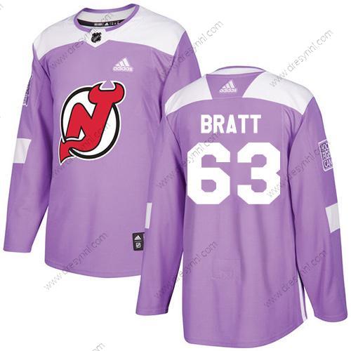 Adidas New Jersey Devils #63 Jesper Bratt Nachový Autentické Bojuje proti rakovině Sešitý NHL dres – Pánské