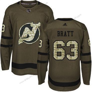 Adidas New Jersey Devils #63 Jesper Bratt Zelená Salute to Service Sešitý NHL dres – Pánské