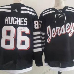 Adidas New Jersey Devils #86 Jack Hughes Černá 2021-22 Náhradní Primegreen Autentické Pro Hráč Třetí dres dres – Pánské