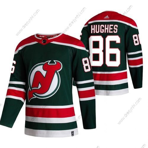 Adidas New Jersey Devils #86 Jack Hughes Zelená 2020-21 Obrácený Retro Náhradní NHL dres – Pánské