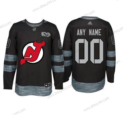 Adidas New Jersey Devils Personalizované Černá 1917-2017 100th Výročí Sešitý NHL dres