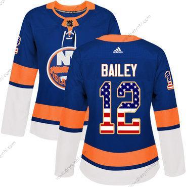 Adidas New York Islanders #12 Josh Bailey Royal Modrý Domácí dres Autentické USA Flag Sešitý NHL dres – Dámské