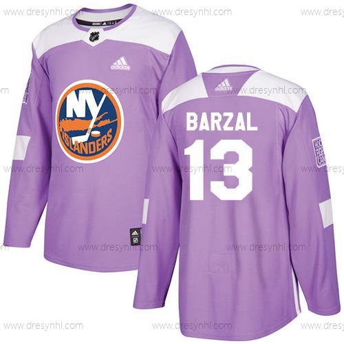 Adidas New York Islanders #13 Mathew Barzal Nachový Autentické Bojuje proti rakovině Sešitý NHL dres – Pánské